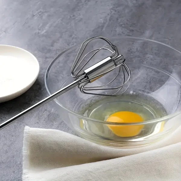 Hand Pressure Semi-automatic Egg Beater | Self Turning Whisk Manual Mixer - Image 3